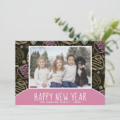 ピンクワンライン形状パターンフォト2025年新年 シーズンカード (スタンド正面)