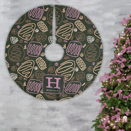 ピンクワンライン芸術的スケッチパターンモノグラム ブラッシュドポリエステルツリースカート