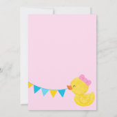 ピンクワンラッキーアヒル女の子ラバーアヒル1st誕生日 招待状 (裏面)