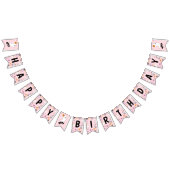 ピンクワン不気味かわいいハロウィーンハッピーバースデー バンティングフラッグ (全)