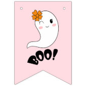 ピンクワン不気味かわいいハロウィーンハッピーバースデー バンティングフラッグ (第1の旗)