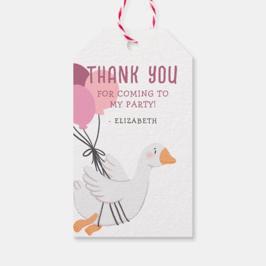 ピンクワン間抜けグース1位の誕生日パーティーのお願い ギフトタグ (裏面)