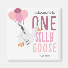 ピンクワン間抜けグース1歳の誕生日 マグネット