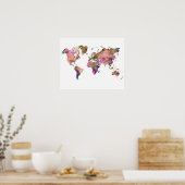 ピンクワールドマップポスター ポスター (キッチン)