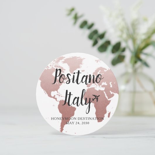 ピンクワールドマップ宛先テーブル名ラウンド カード (スタンド正面)