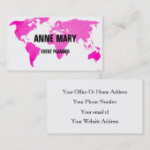 ピンクワールドマップ抽象芸術ア結婚ートカラフル 名刺 (正面/裏面)