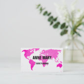 ピンクワールドマップ抽象芸術ア結婚ートカラフル 名刺 (スタンド正面)
