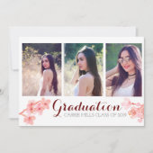 ピンクンさくらんぼ花の卒業写真招待状 招待状 (正面)