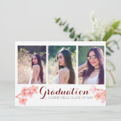 ピンクンさくらんぼ花の卒業写真招待状 招待状 (スタンド正面)