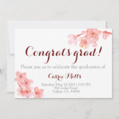 ピンクンさくらんぼ花の卒業写真招待状 招待状 (裏面)