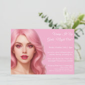 ピンクヴァンパイア | 女の子の夜ハロウィーンの招待 招待状 (スタンド正面)