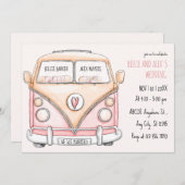 ピンクヴァンヴィンテージ結婚式 招待状 (正面/裏面)