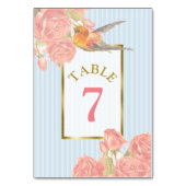 ピンクヴィンテージの花結婚の鳥のテーブル番号カード テーブルナンバー (裏面)