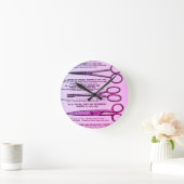 ピンクヴィンテージはさみ広告 ラウンド壁時計 (ホーム)