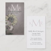 ピンクヴィンテージひまわりモノグラム名刺 名刺 (正面/裏面)