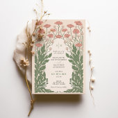 ピンクヴィンテージアールヌーボー結婚フローラ 招待状