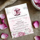 ピンクヴィンテージウェスタン女性のカーボーイバチェロレッテ 招待状