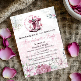 ピンクヴィンテージウェスタン女性のカーボーイバチェロレッテ 招待状