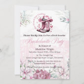 ピンクヴィンテージウェスタン女性のカーボーイバチェロレッテ 招待状 (正面)