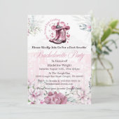 ピンクヴィンテージウェスタン女性のカーボーイバチェロレッテ 招待状 (スタンド正面)