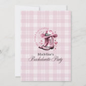 ピンクヴィンテージウェスタン女性のカーボーイバチェロレッテ 招待状 (裏面)