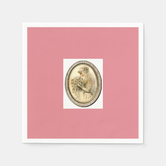 ピンクヴィンテージウェディング/ブライダルシャワーナプキンス スタンダードカクテルナプキン (正面)