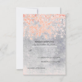 ピンクヴィンテージウェディングRSVPカード 出欠カード