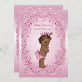 ピンクヴィンテージエスニックプリンセスベビーシャワー 招待状 (正面/裏面)