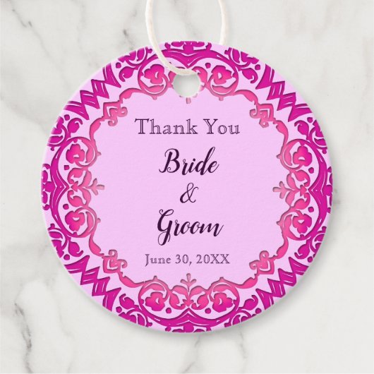 ピンクヴィンテージカスタムアートラベル フェイバータグ (正面)