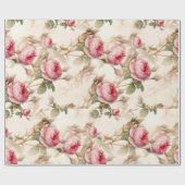 ピンクヴィンテージガーデンバラ ラッピングペーパー (フラット)