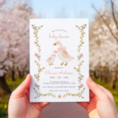 ピンクヴィンテージガールベビーシャワー 招待状