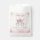 ピンクヴィンテージクラシックガールベビーシャワー フェイバーバッグ (正面)