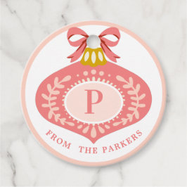 ピンクヴィンテージクリスマスオーナメント |フォトメッセージカード フェイバータグ