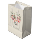 ピンクヴィンテージクリスマスオーナメント ミディアムペーパーバッグ (正面アングル)