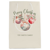 ピンクヴィンテージクリスマスオーナメント ミディアムペーパーバッグ (正面)