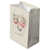 ピンクヴィンテージクリスマスオーナメント ミディアムペーパーバッグ (裏面アングル)
