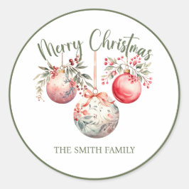 ピンクヴィンテージクリスマスオーナメント ラウンドシール