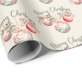 ピンクヴィンテージクリスマスオーナメント ラッピングペーパー (ロールコーナー)