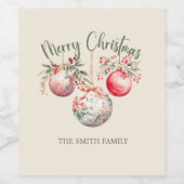 ピンクヴィンテージクリスマスオーナメント ワインラベル (シングルラベル)