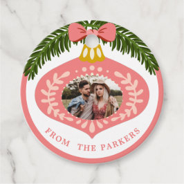 ピンクヴィンテージクリスマスオーナメント |写真 フェイバータグ