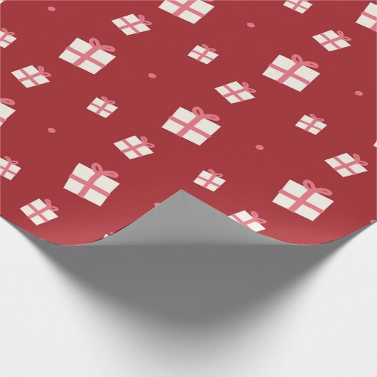 ピンクヴィンテージクリスマスツリーファームの風景ラッピング ラッピングペーパー (角)