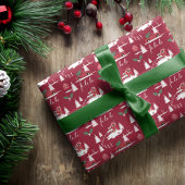 ピンクヴィンテージクリスマスツリーファームの風景 ラッピングペーパーシート