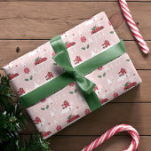 ピンクヴィンテージクリスマスツリーファームの風景 ラッピングペーパーシート