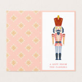 ピンクヴィンテージクリスマスナツクラッカー折り畳みギフトラベル (外部フラット)