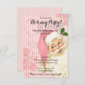 ピンクヴィンテージサビクトリアンンタクロースバラ 招待状 (正面/裏面)