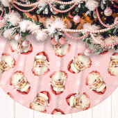 ピンクヴィンテージサンタクロース顔ウォーター色 ブラッシュドポリエステルツリースカート