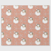 ピンクヴィンテージサンタラッピング紙 ラッピングペーパー (フラット)