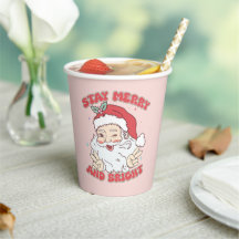 ピンクヴィンテージサンタ「ステイメリーアンドブライト」クリスマス