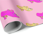 ピンクヴィンテージシューズ流行 ラッピングペーパー (ロールコーナー)