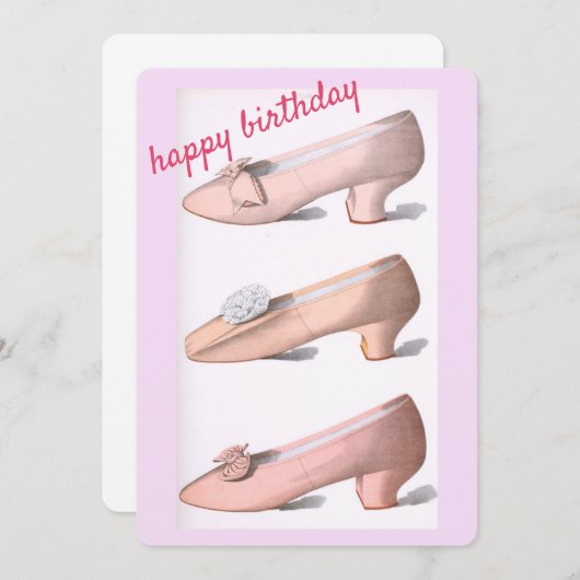ピンクヴィンテージシューズ誕生日カード (正面/裏面)
